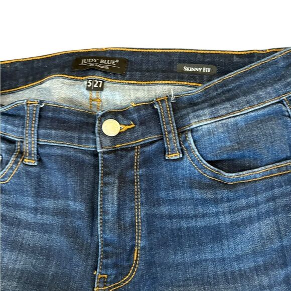 Judy Blue Mid Rise Cut Hem Skinny Jeans Womens Size 5 or 27 - Picture 8 of 11